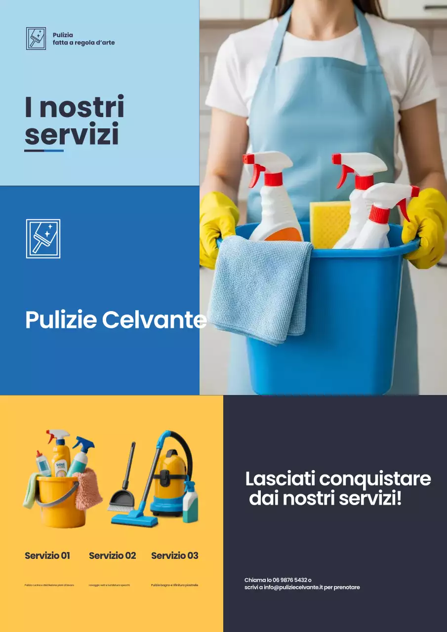 Manifesto pubblicitario moderno per la pulizia blu