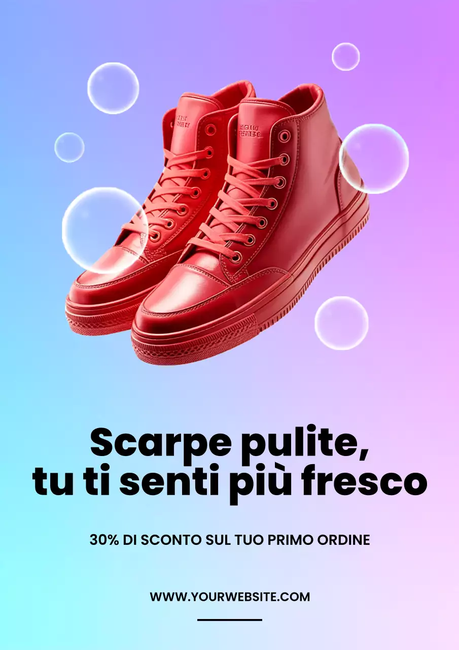 Manifesto pubblicitario per scarpe moderne rosse