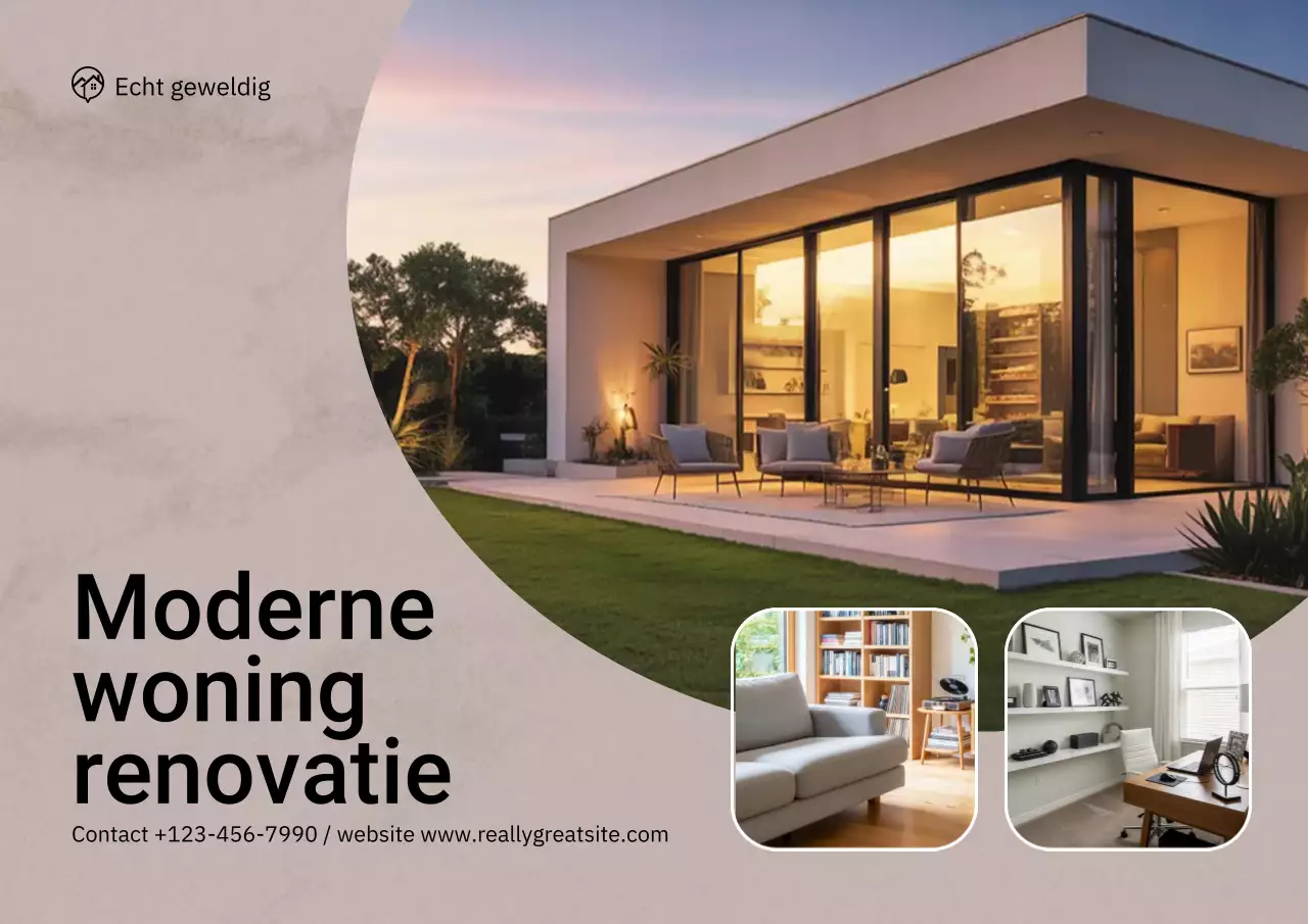 Beige moderne huisreclameposter