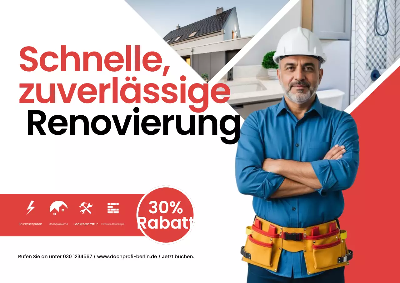 Rotes, modernes Renovierungs-Werbeplakat