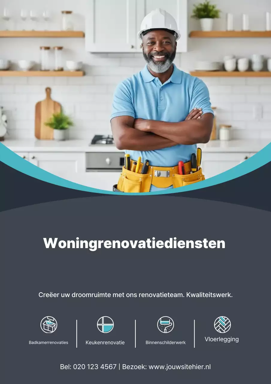 Blauwe professionele renovatie-advertentieposter