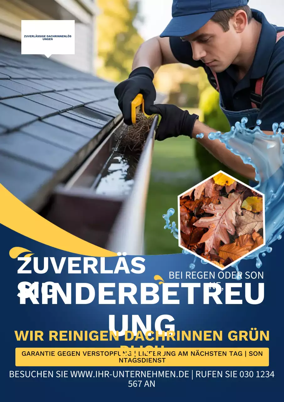 Blaues professionelles Dachrinnen-Werbeplakat