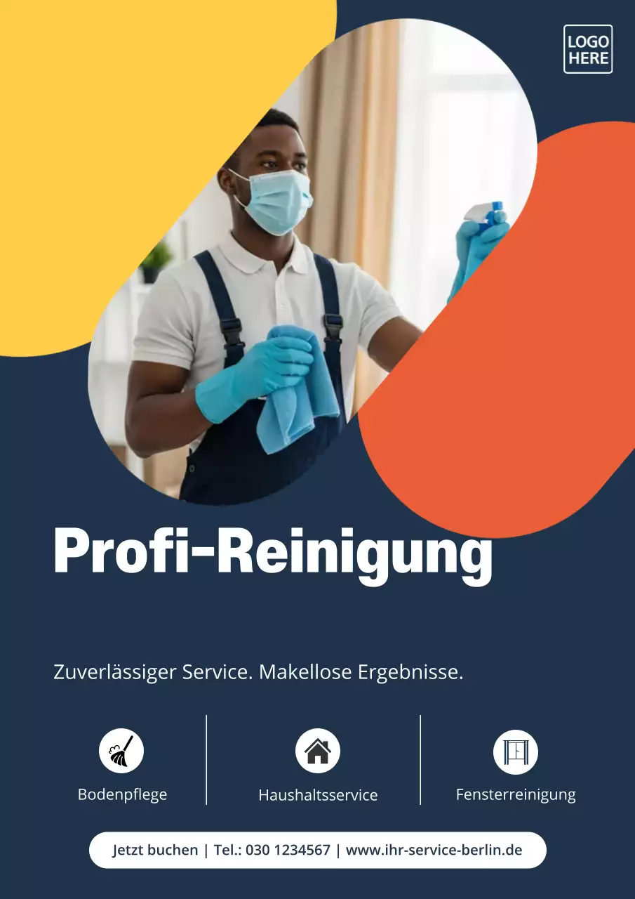 Marineblaues modernes Reinigungswerbeplakat