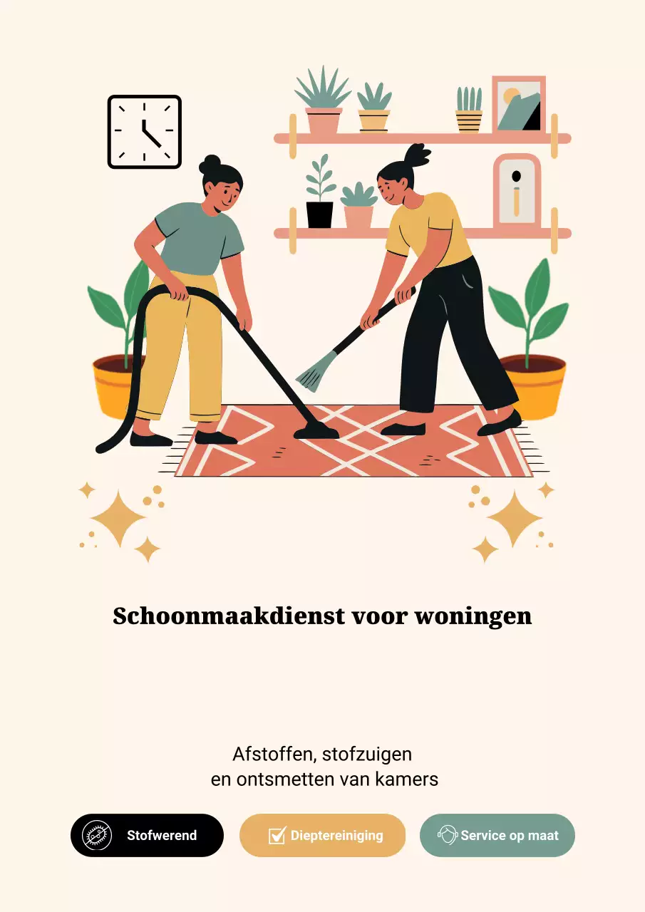 Beige moderne schoonmaakreclameposter