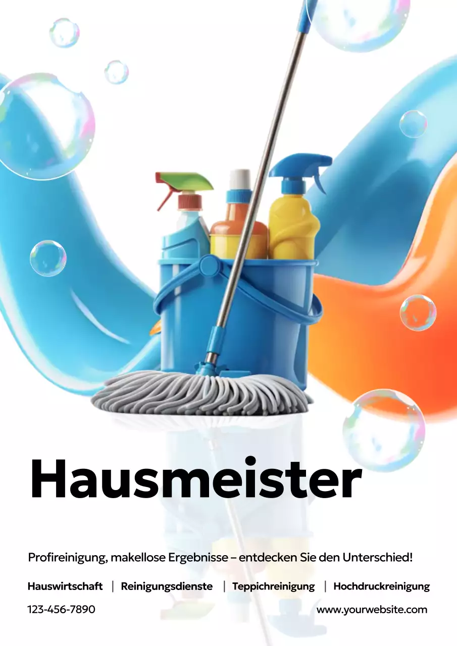 Blaues modernes Reinigungswerbeplakat