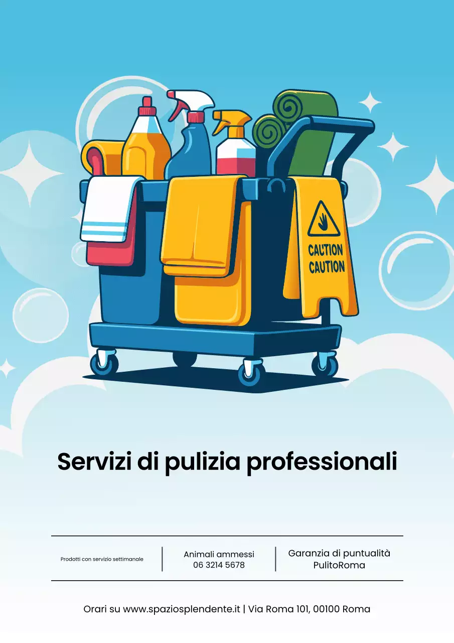 Manifesto pubblicitario moderno per la pulizia blu