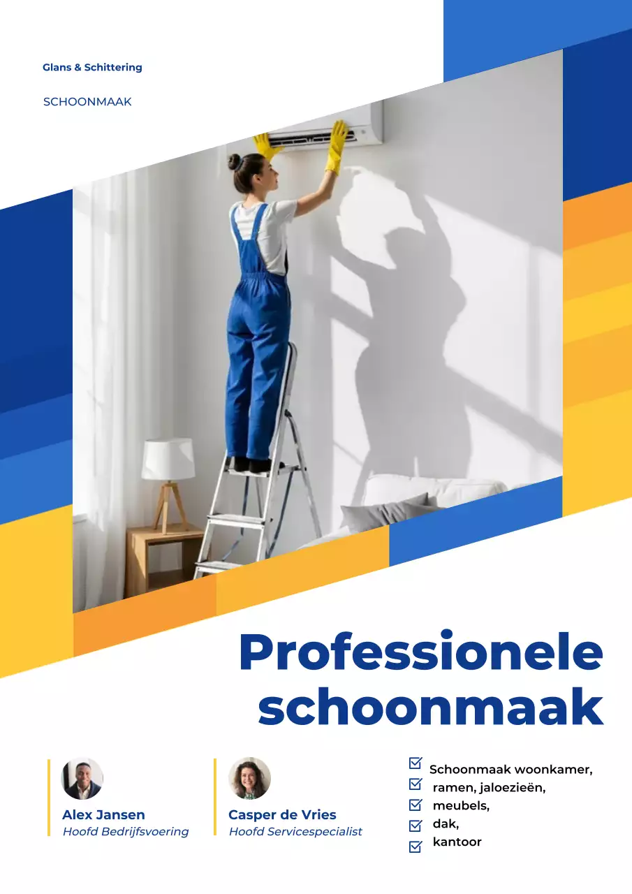 Blauwe moderne schoonmaakdienst advertentieposter