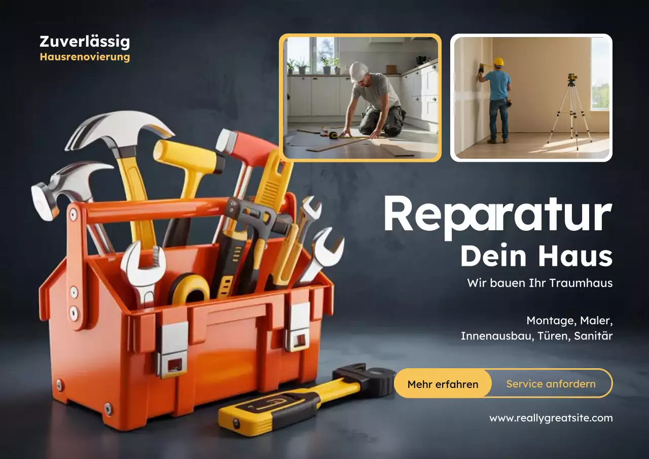 Orangefarbenes Werbeplakat für professionelle Heimreparaturen