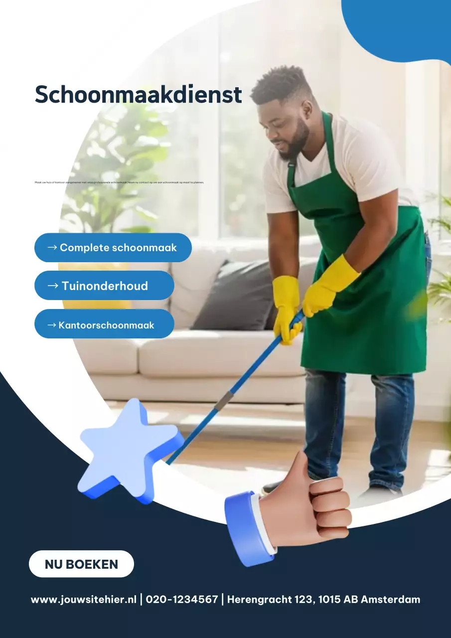 Blauwe moderne schoonmaakdienst advertentieposter