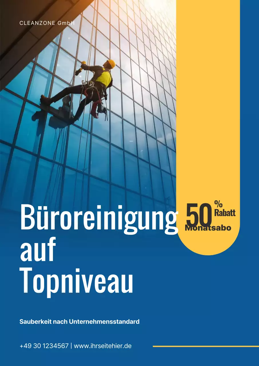 Blaues modernes Reinigungsservice-Anzeigenplakat