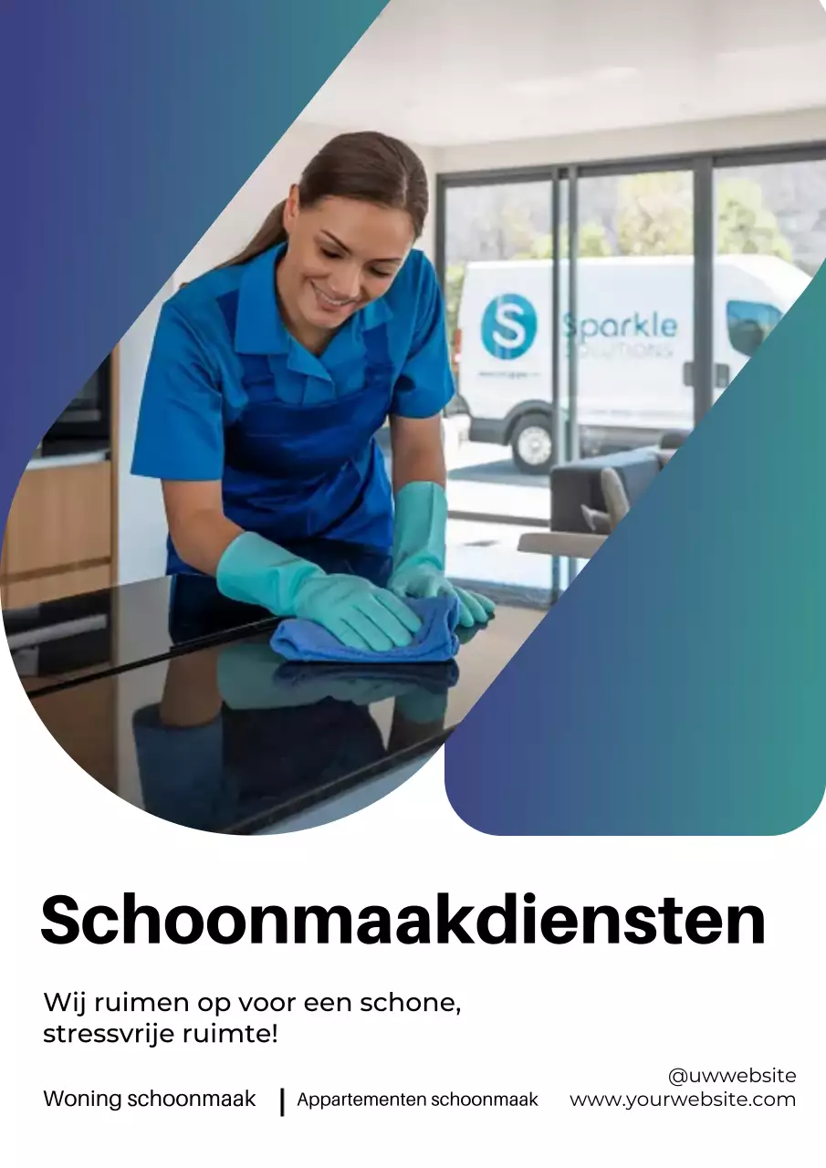 Blauwe moderne schoonmaakreclameposter