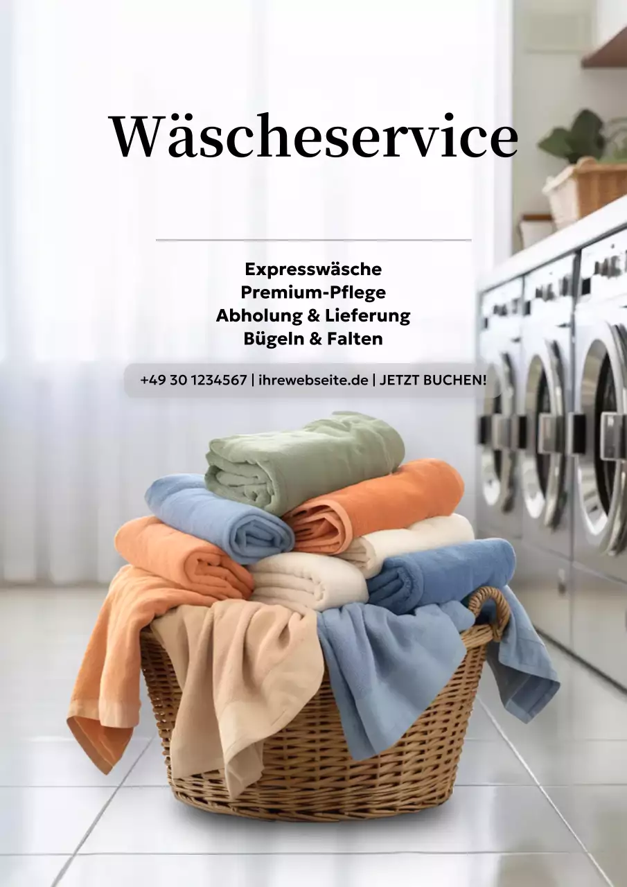 Werbeplakat für den Wäscheservice „White Clean“