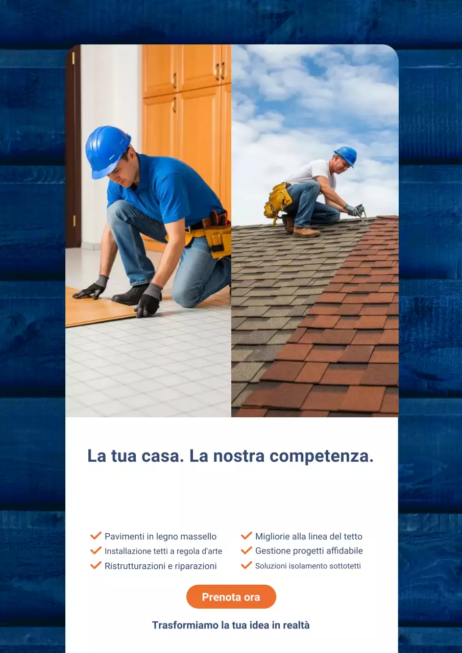 Manifesto promozionale per la ristrutturazione professionale della casa blu