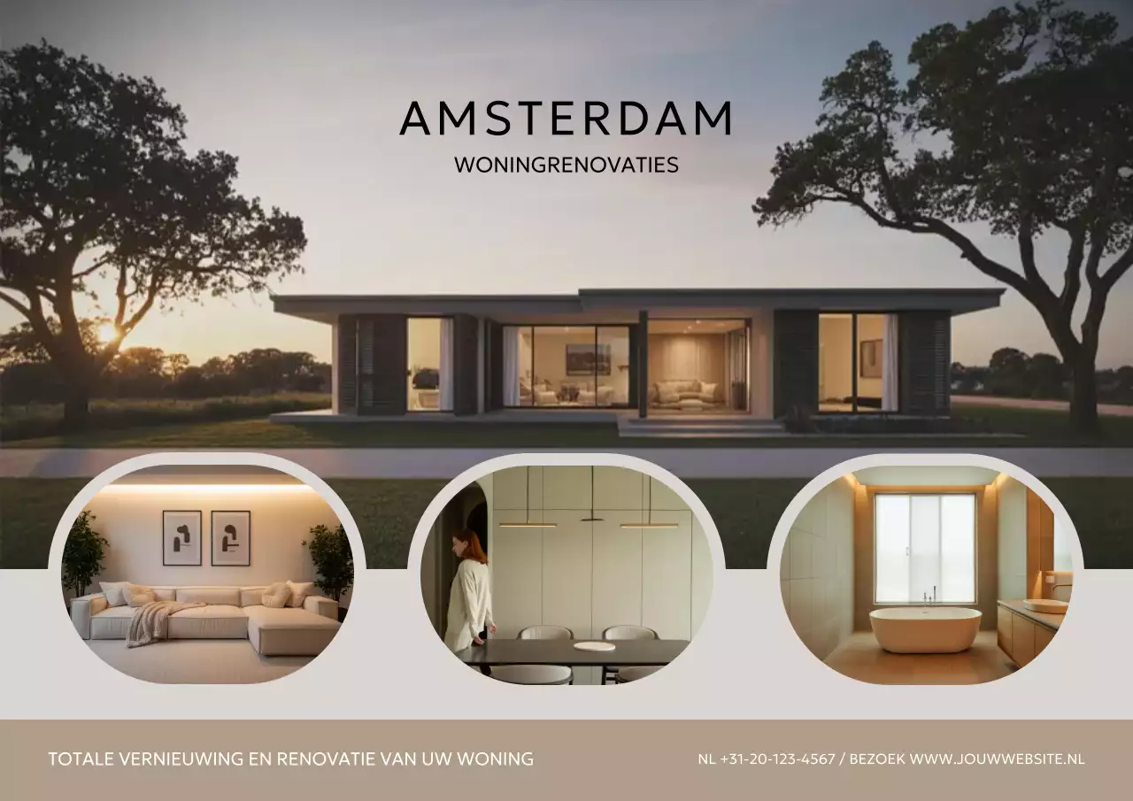 Beige moderne woning promotieposter