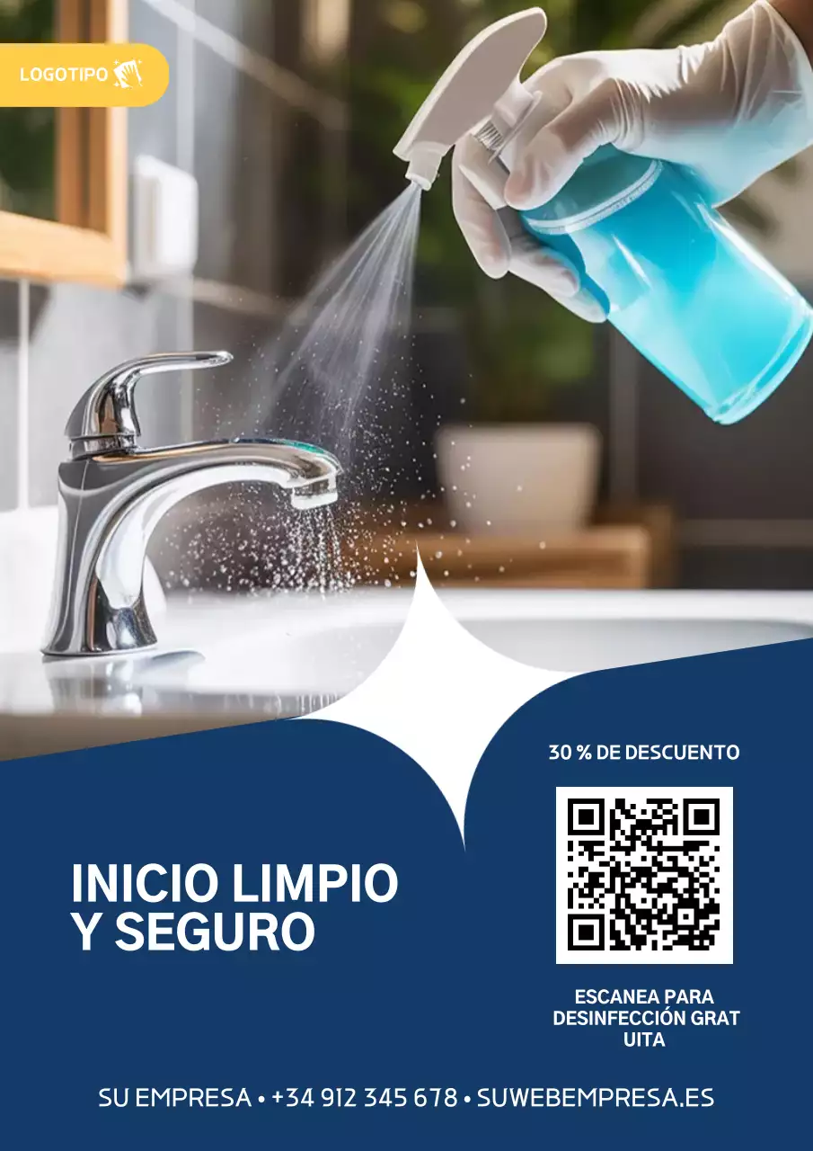 Cartel promocional de limpieza moderna azul