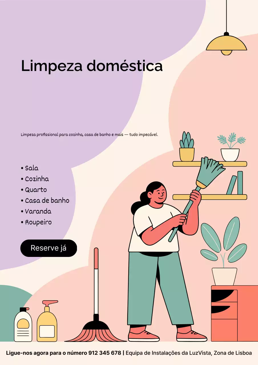 Cartaz promocional de limpeza moderna em tons pastel