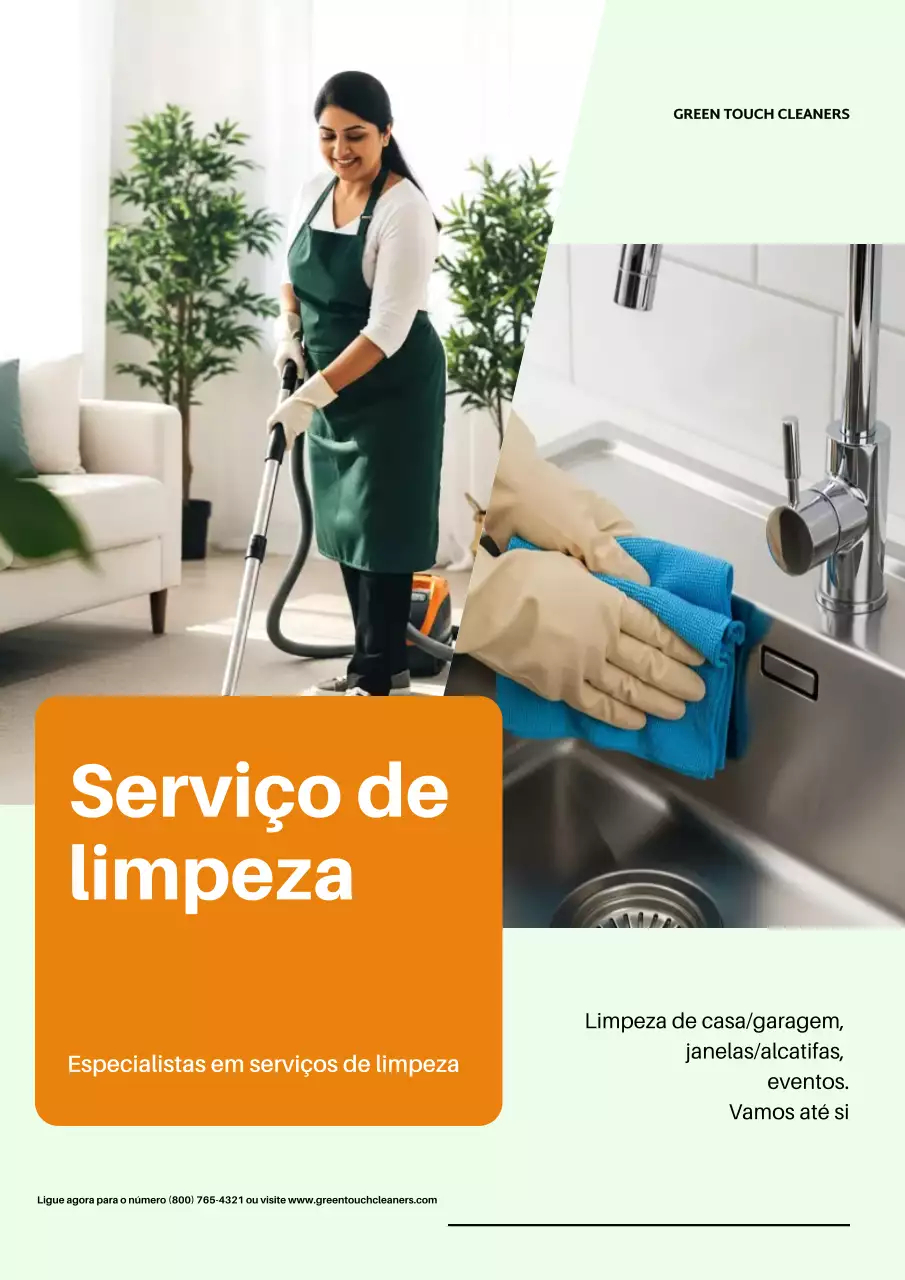 Cartaz promocional de limpeza moderna laranja