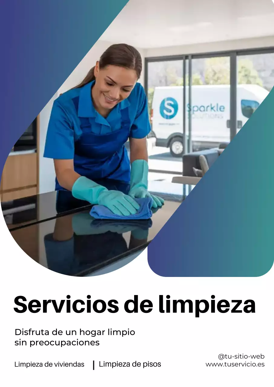 Cartel publicitario de limpieza moderna azul