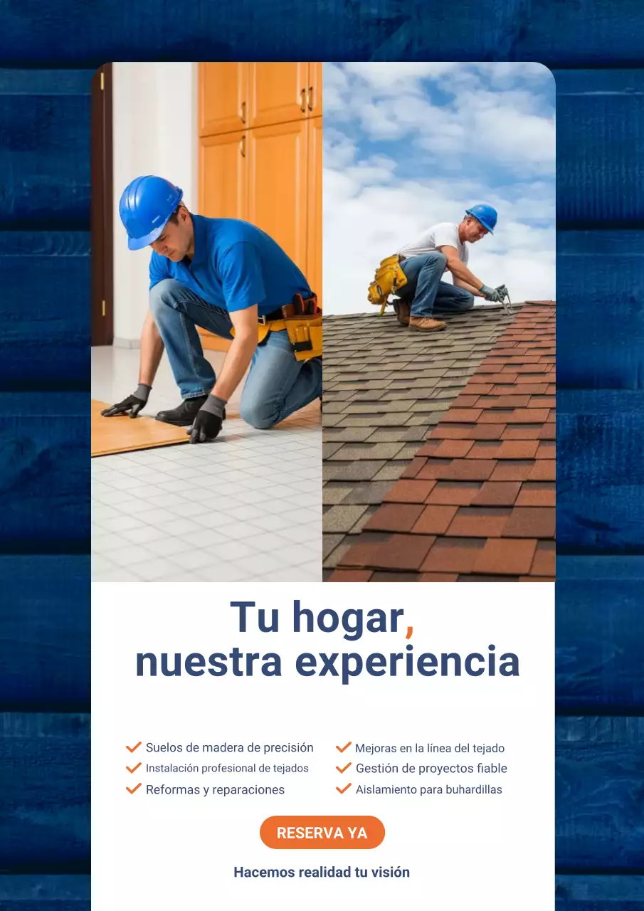 Cartel promocional de renovación profesional del hogar en azul
