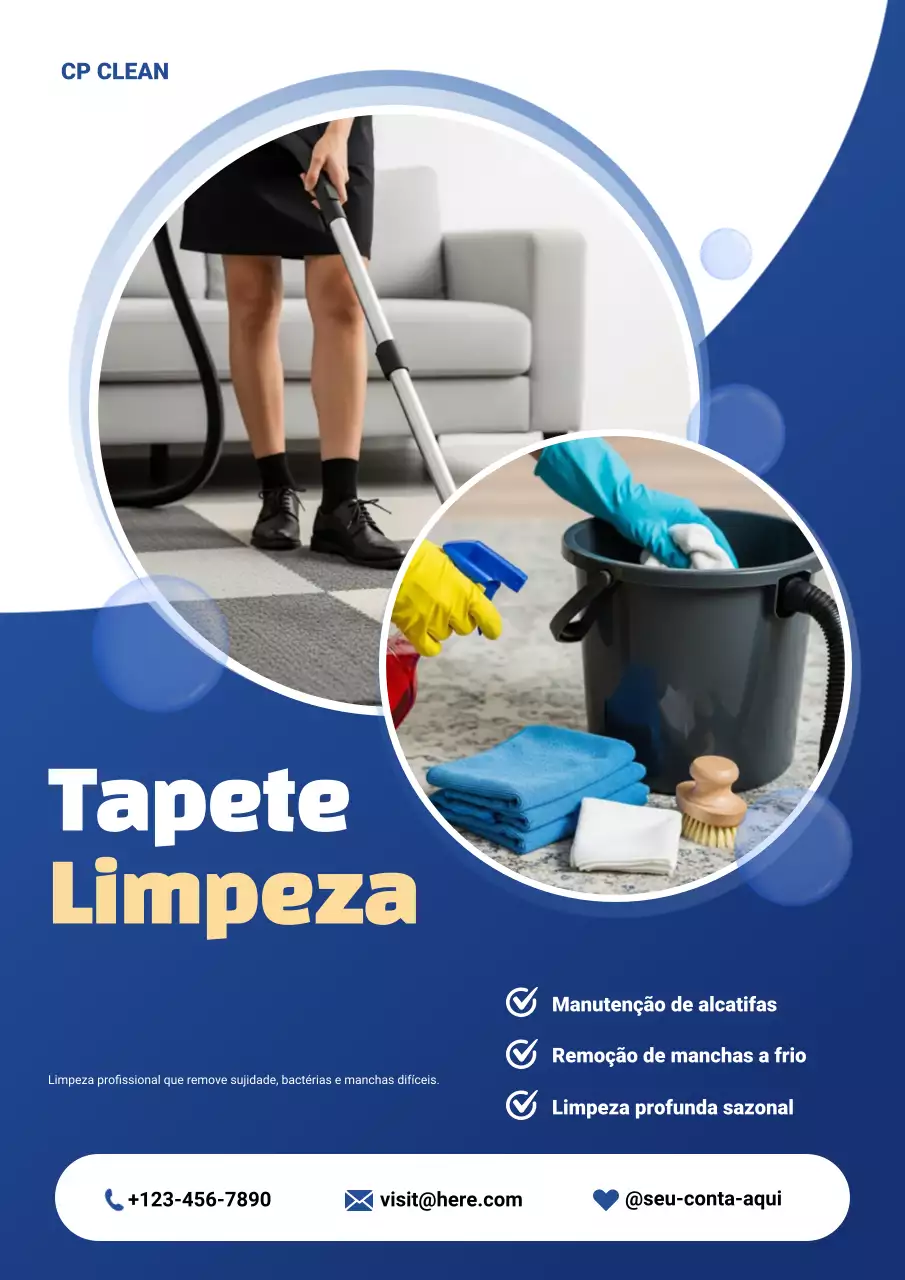 Cartaz de anúncio de serviço de limpeza moderna azul