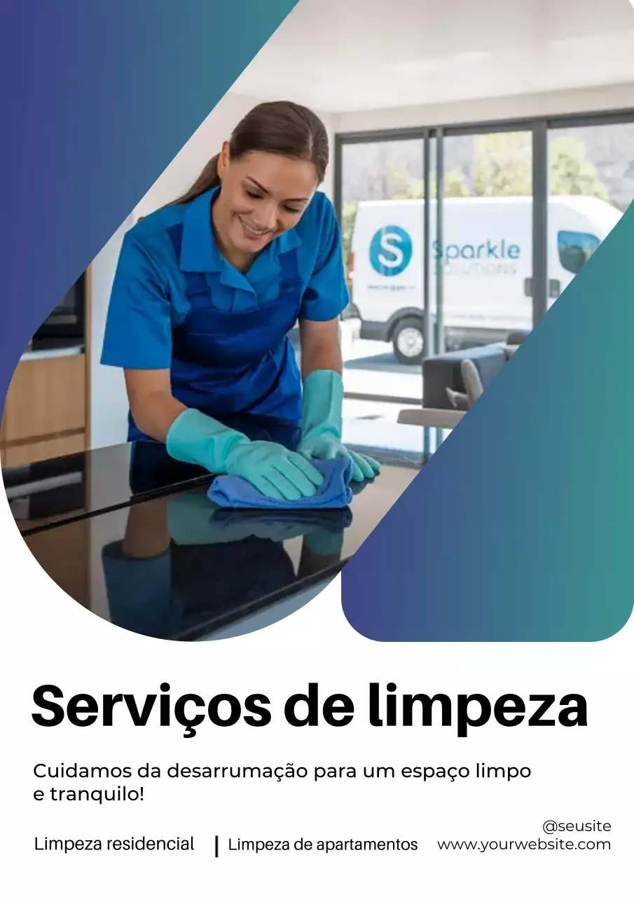Cartaz de propaganda de limpeza moderna azul