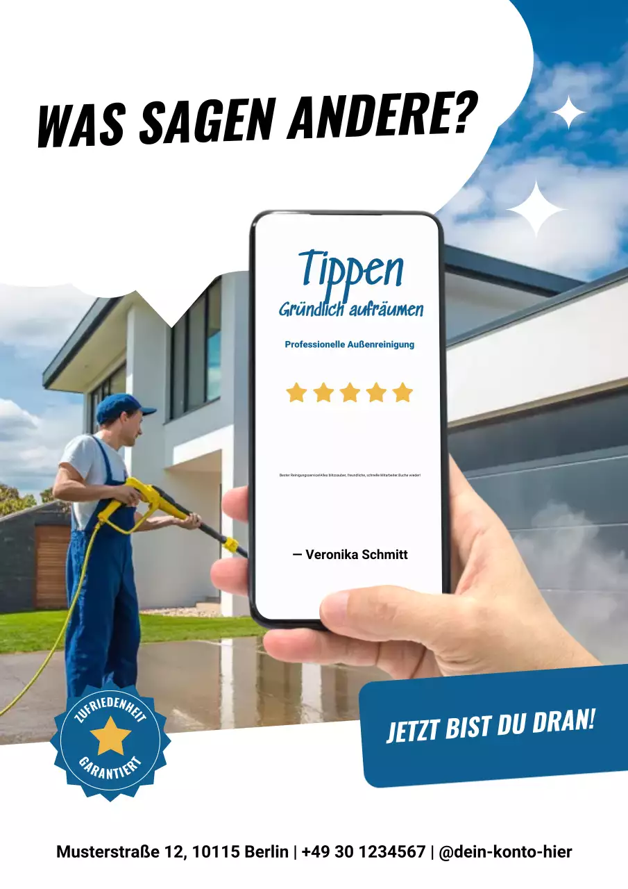 Blaues modernes Reinigungsservice-Anzeigenplakat