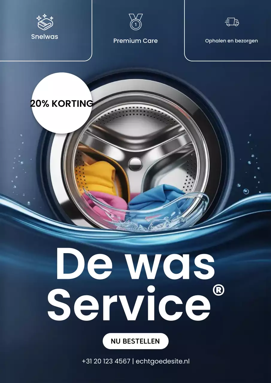 Blauwe moderne waspromotieposter