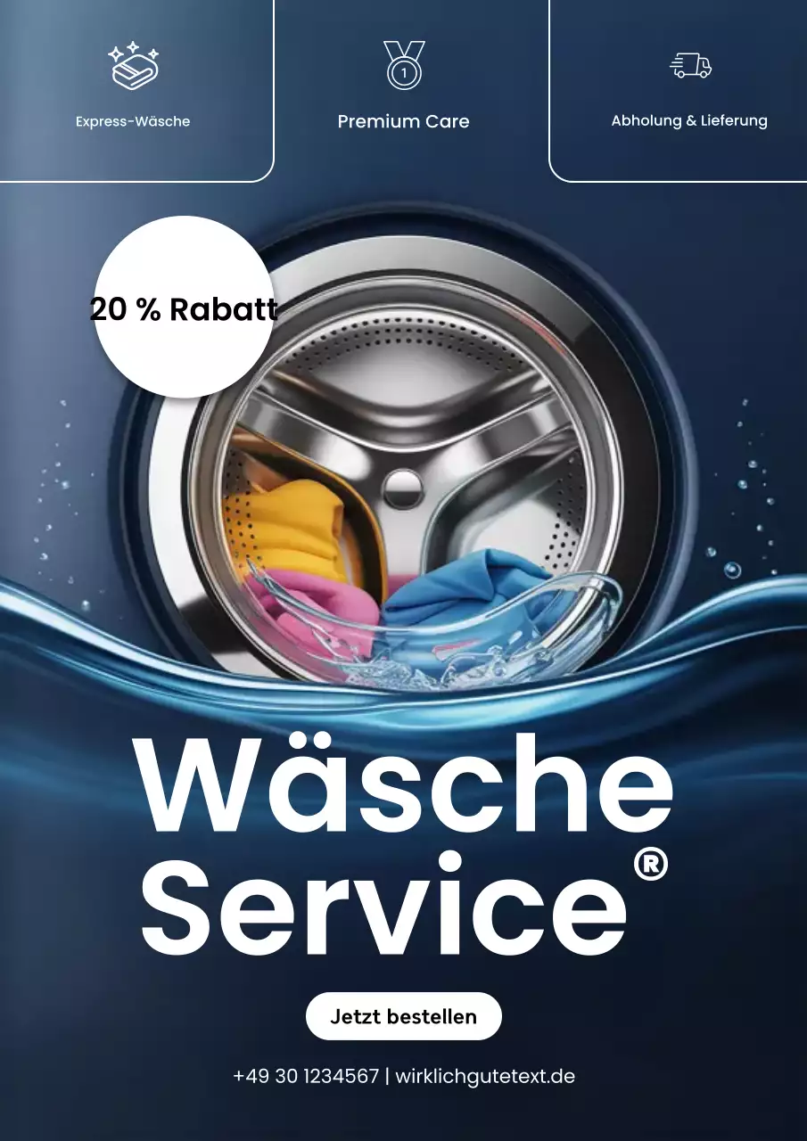 Blaues modernes Wäschewerbeplakat