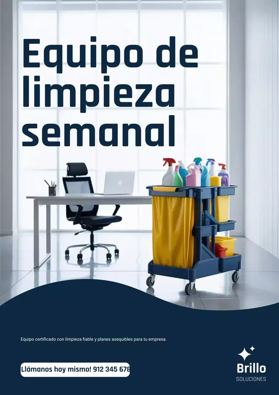 Cartel publicitario del servicio de limpieza Navy Modern