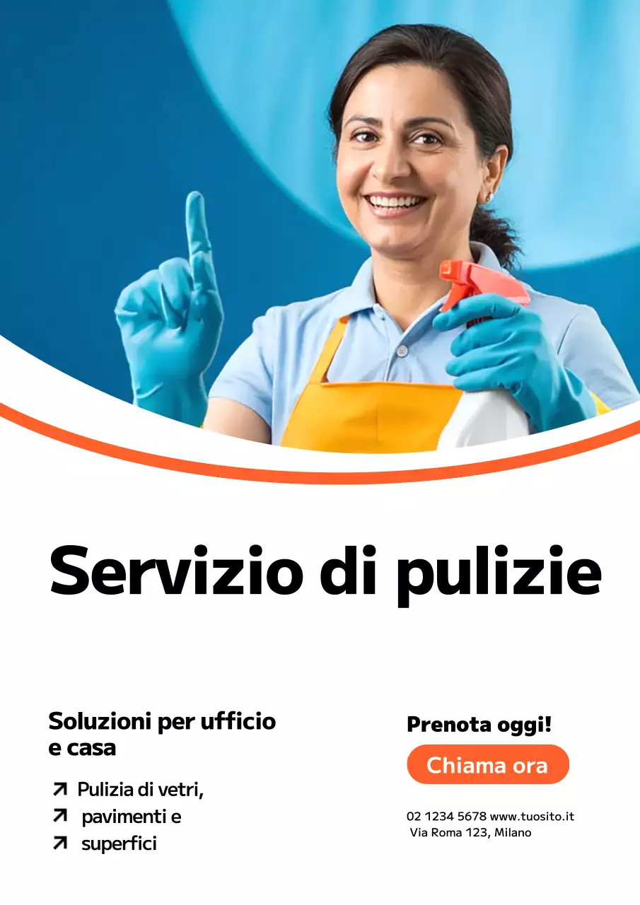 Manifesto pubblicitario per la pulizia professionale arancione