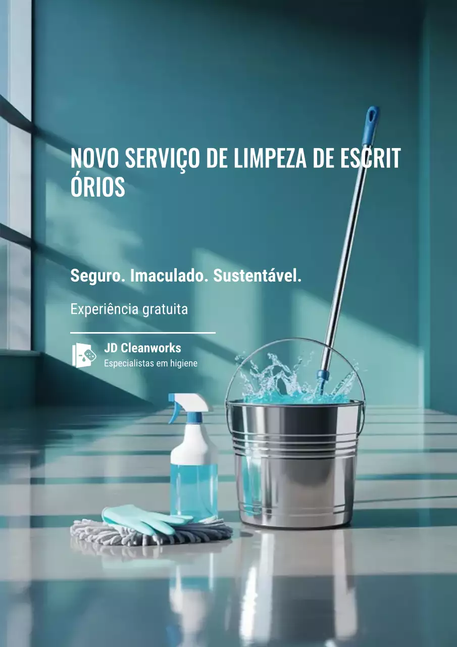 Cartaz promocional do serviço de limpeza moderno azul-petróleo