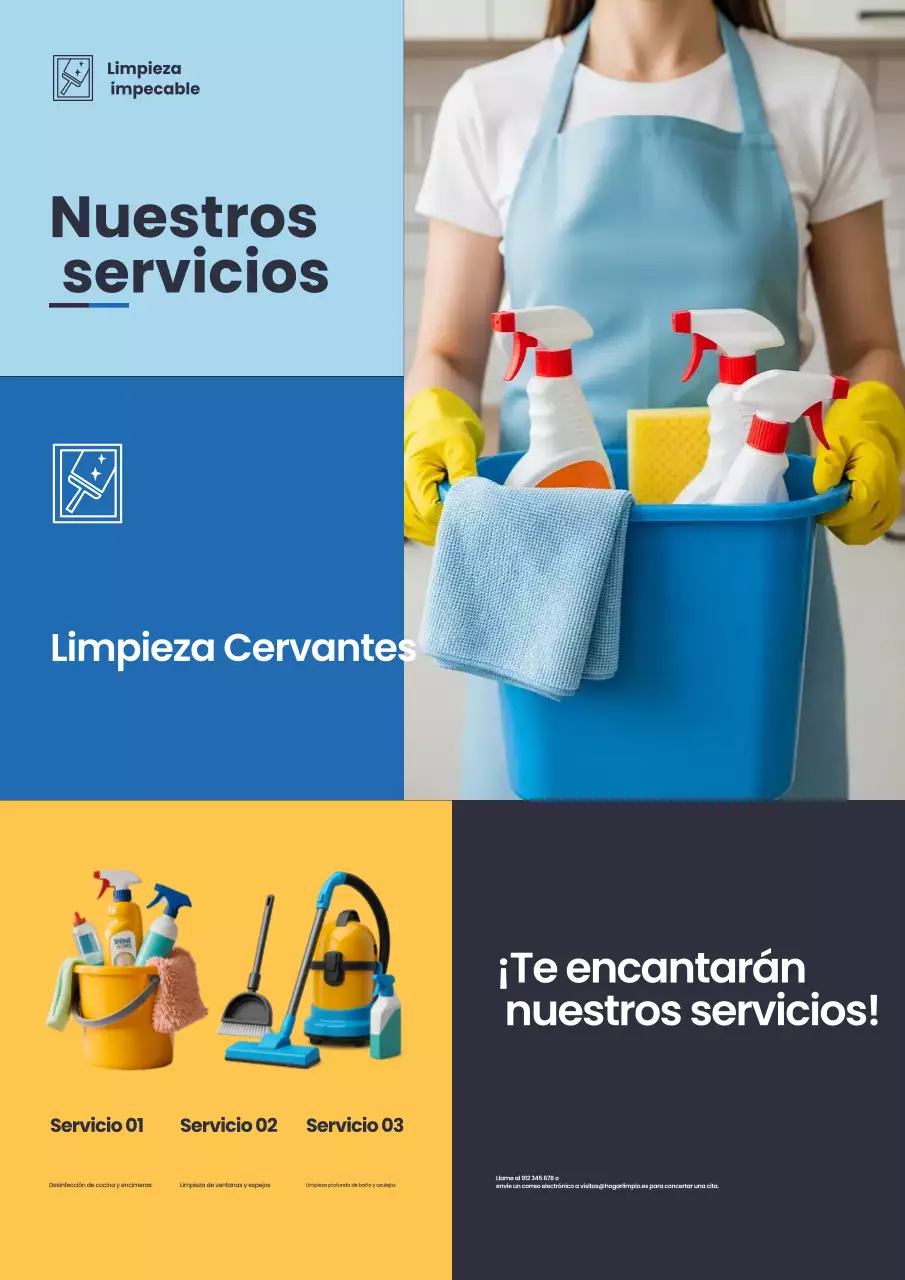 Cartel publicitario de limpieza moderna azul