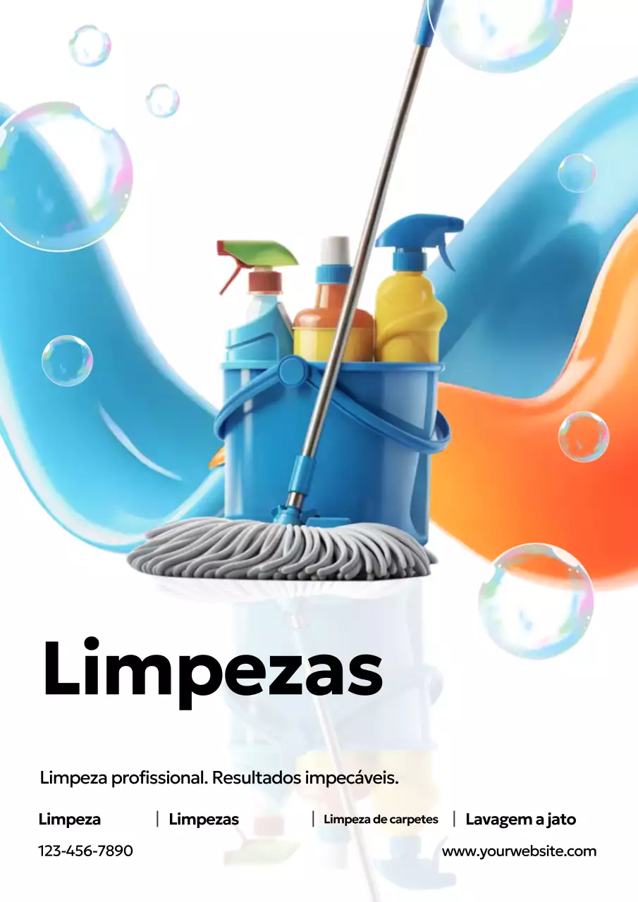 Cartaz promocional de limpeza moderna azul