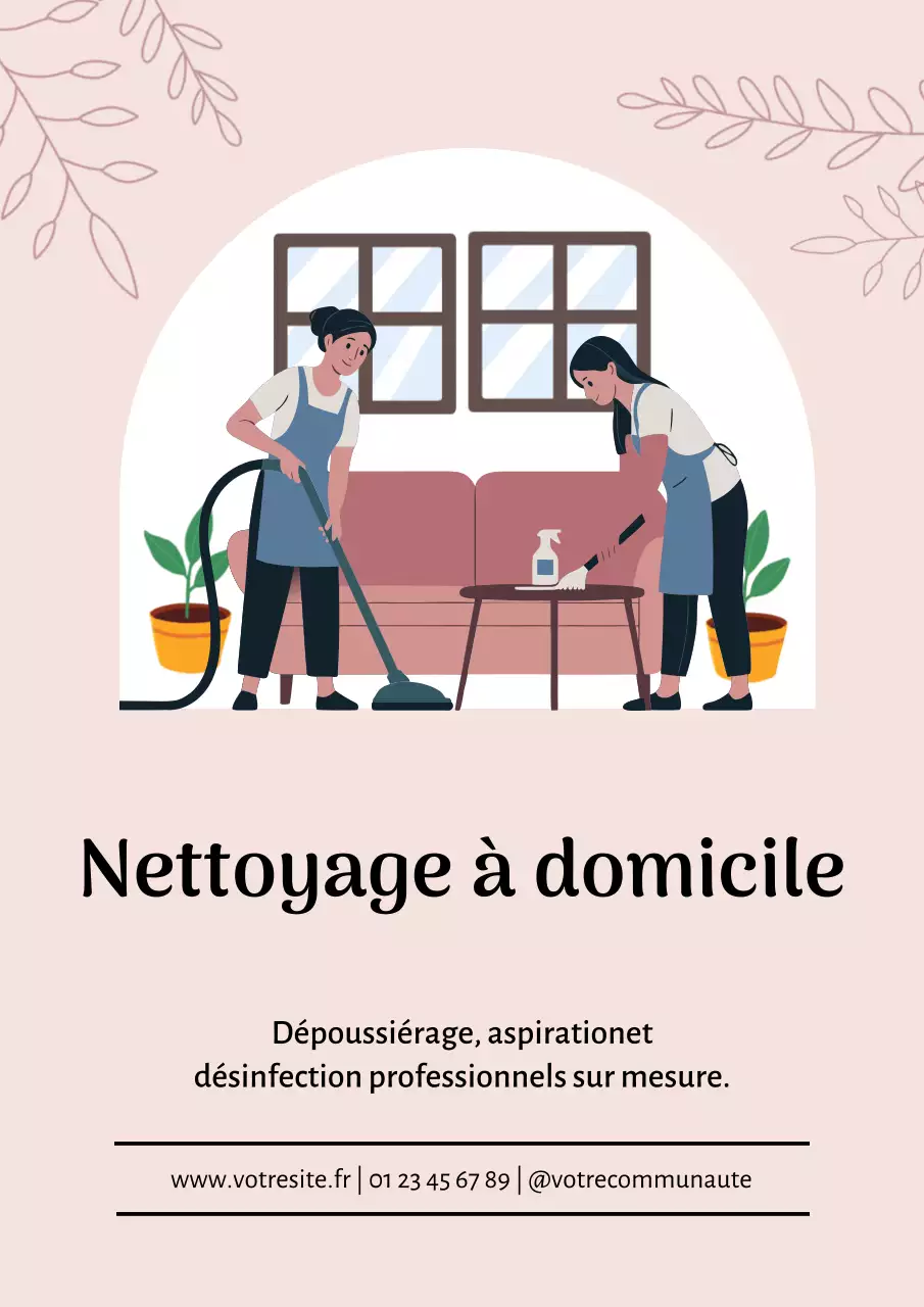 Affiche promotionnelle beige pour le nettoyage moderne