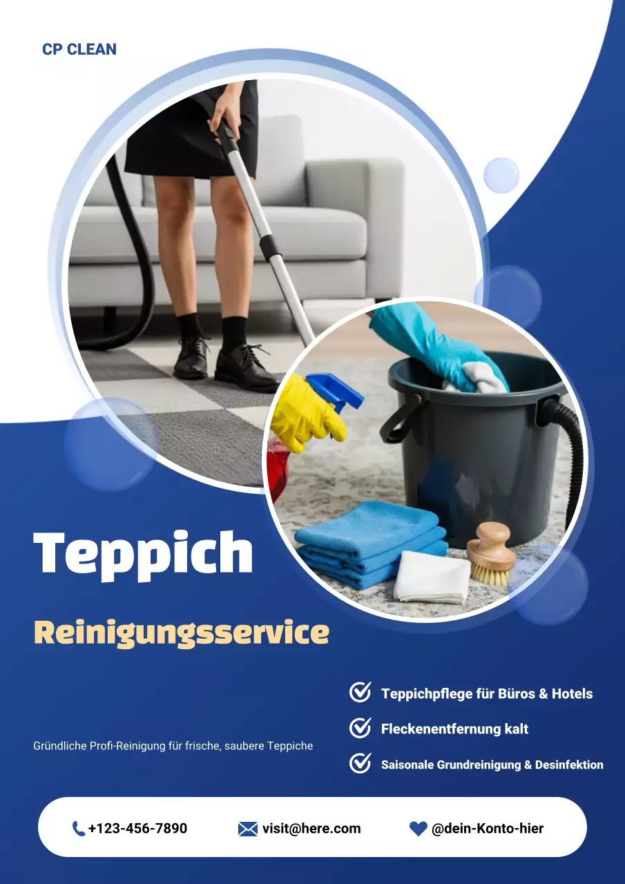 Blaues modernes Reinigungsservice-Anzeigenplakat