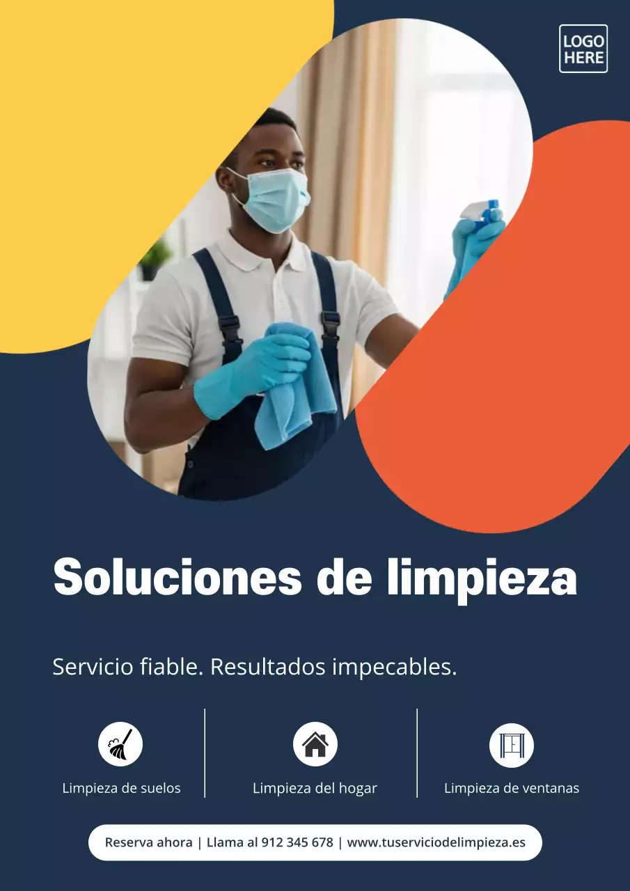 Cartel promocional de limpieza moderna de la Marina