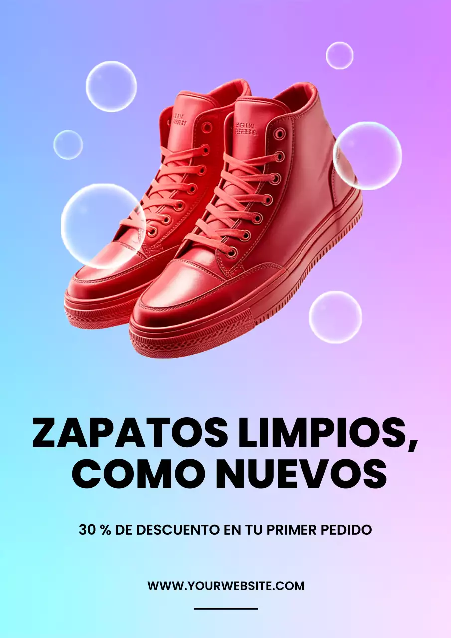 Cartel promocional de zapatos modernos rojos