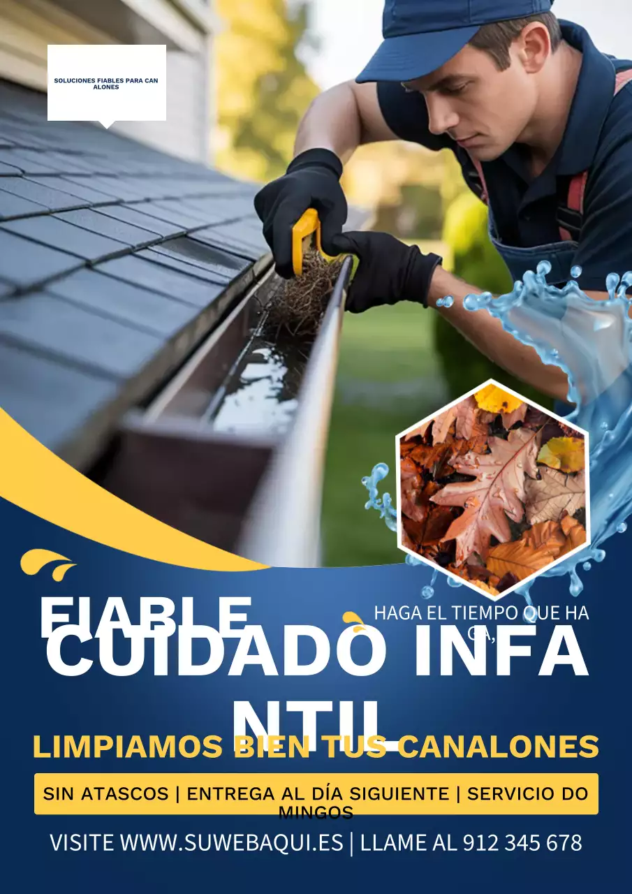 Cartel publicitario de canalones profesionales azules