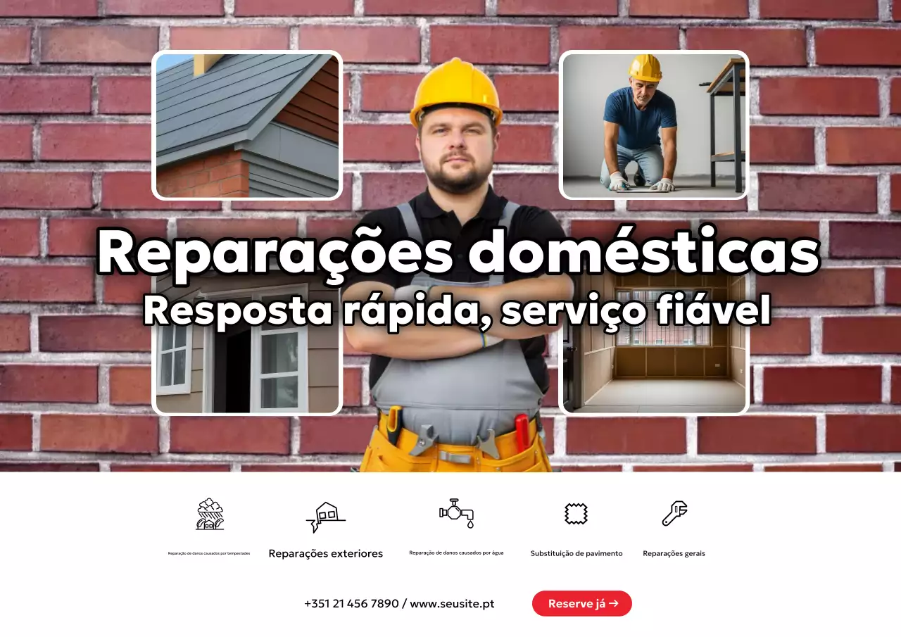 Cartaz promocional de reparo residencial profissional vermelho