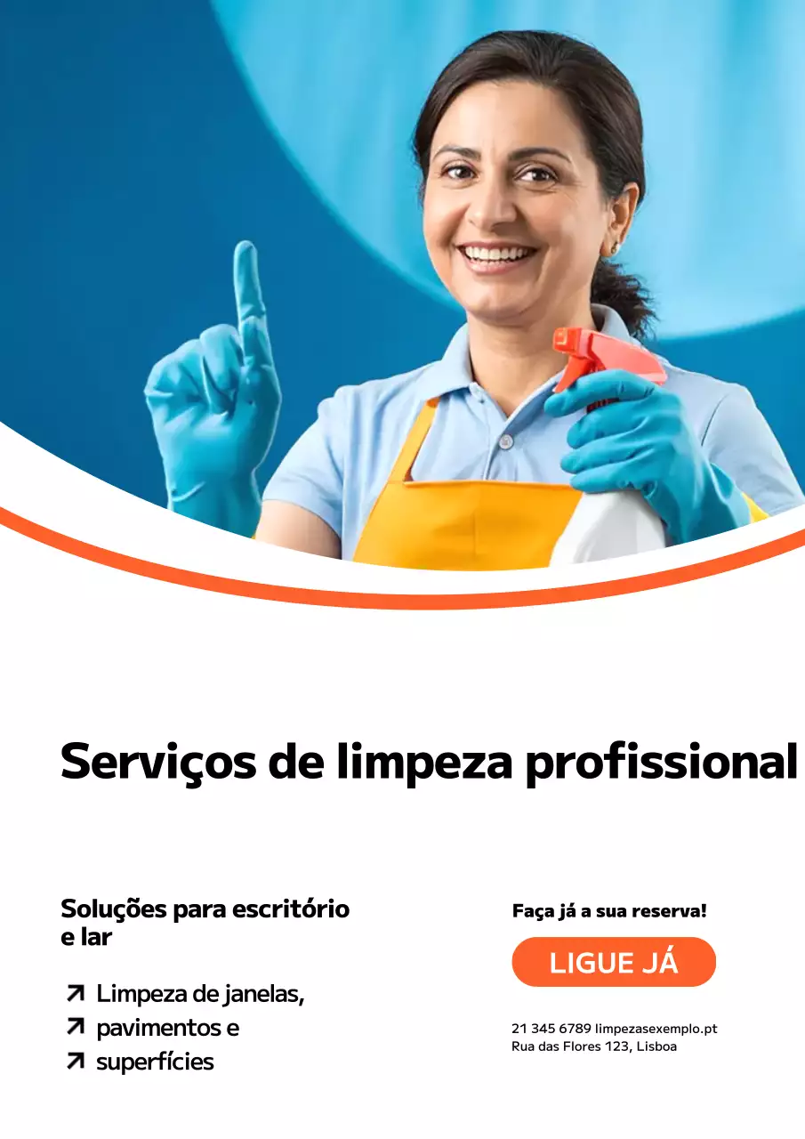 Cartaz de anúncio de limpeza profissional laranja