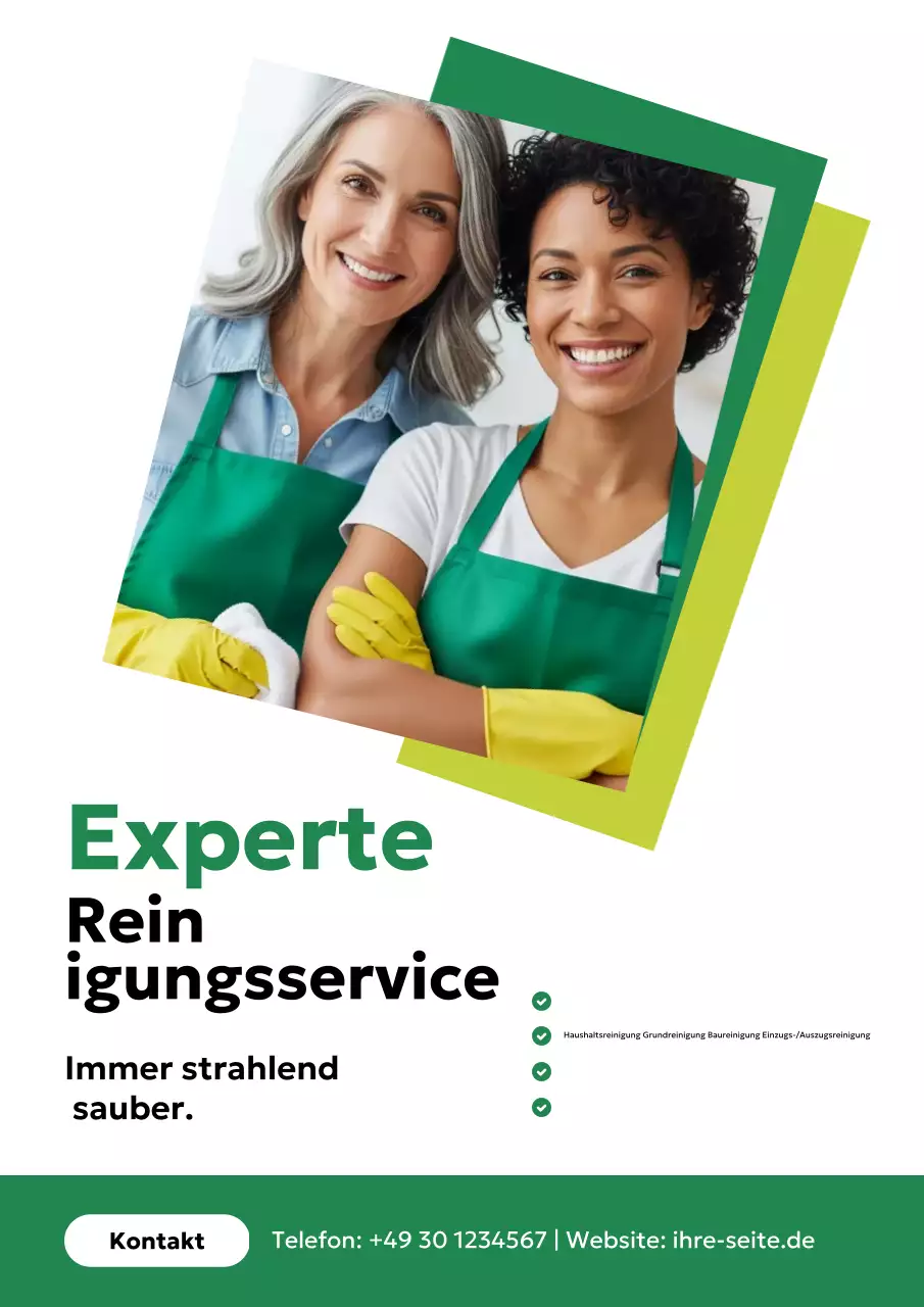 Grünes modernes Reinigungswerbeplakat