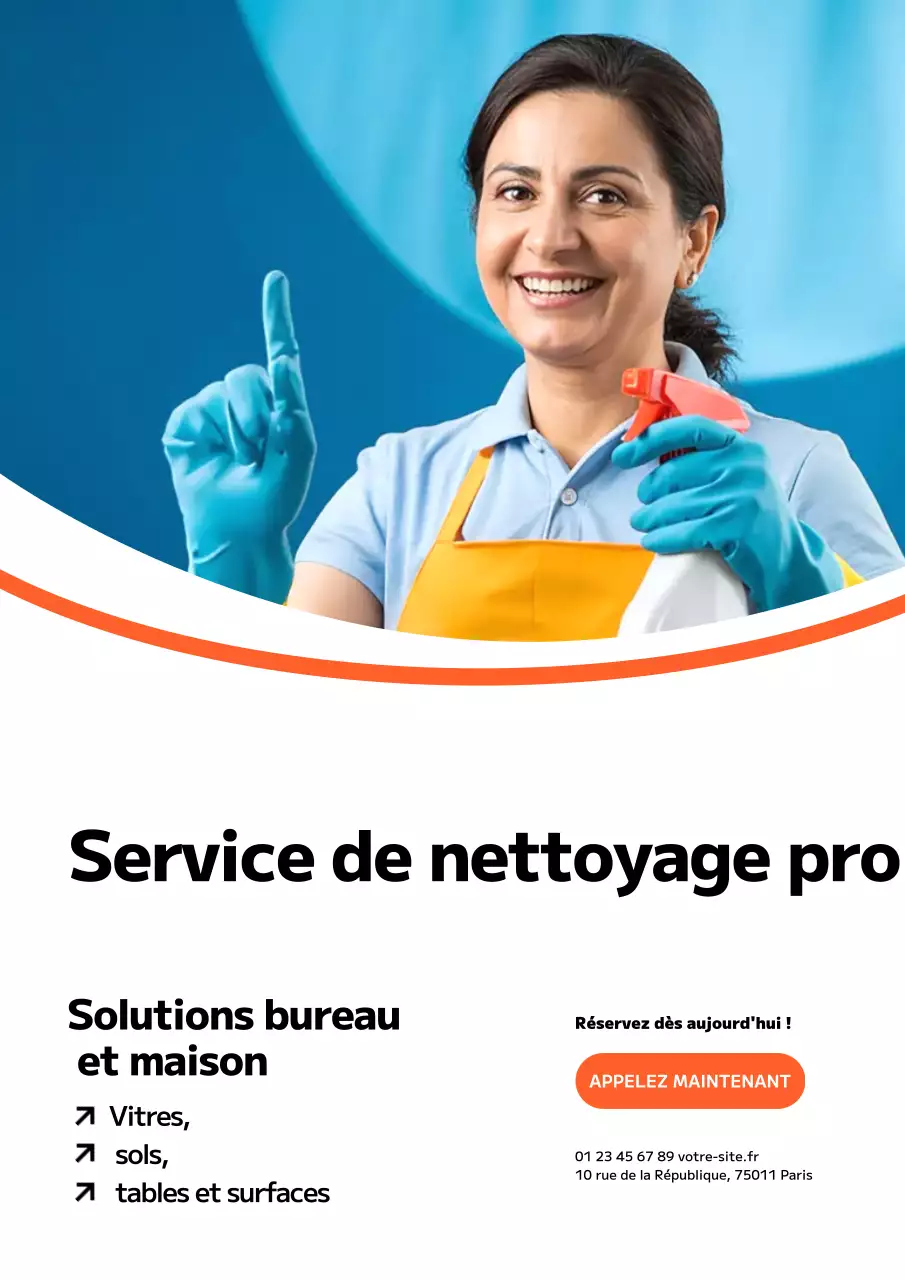 Affiche publicitaire de nettoyage professionnel Orange
