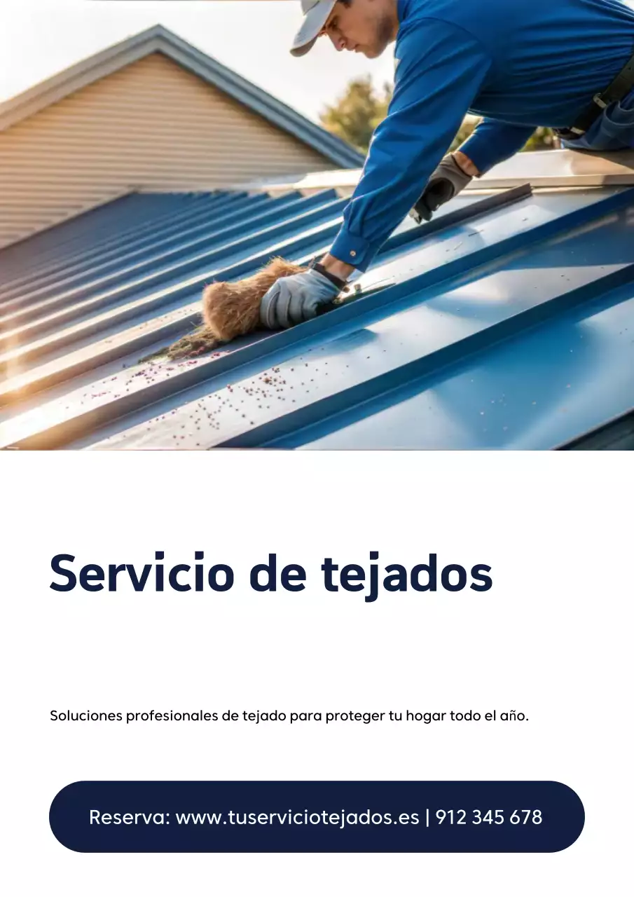 Cartel publicitario de Blue Professional Roofing
