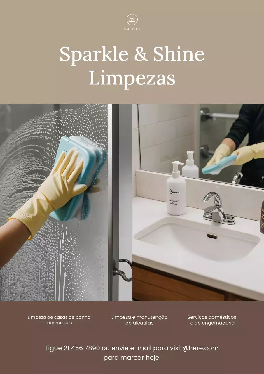 Cartaz de anúncio de serviços de limpeza profissional bege