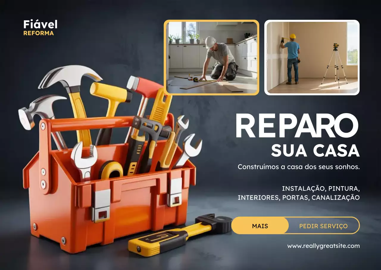 Cartaz de anúncio de reparo residencial profissional laranja