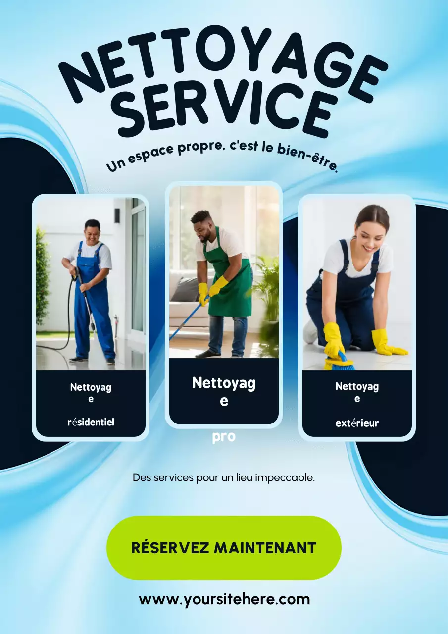 Affiche promotionnelle de nettoyage moderne bleu