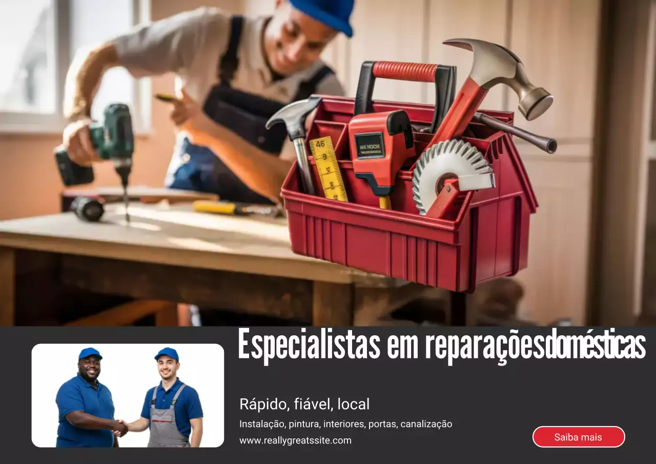 Cartaz promocional de reparo moderno vermelho