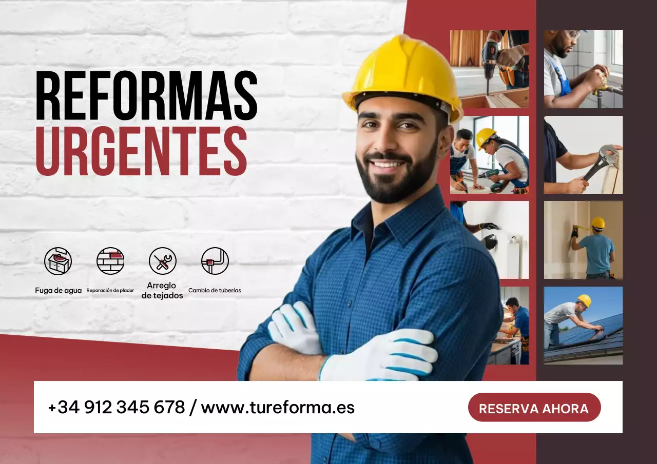 Cartel de promoción de renovación profesional en rojo