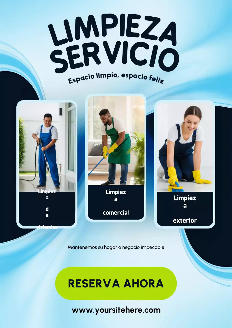 Cartel promocional de limpieza moderna azul