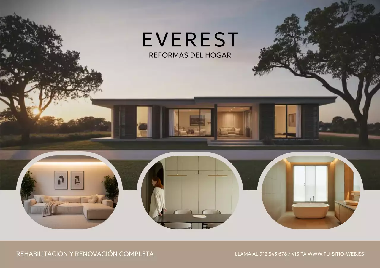 Póster promocional de casa moderna en beige